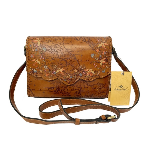 🕊 Patricia Nash Map Print Bird & Floral Crossbody - Picture 1 of 6